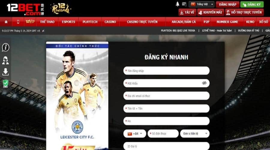 Hướng dẫn đăng ký 12Bet thành công từ lần đầu